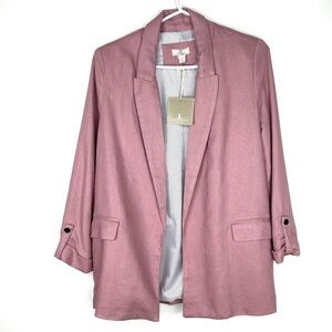 Jules & Leopold Linen Blend Open Front Lapel Blazer Sz S/P